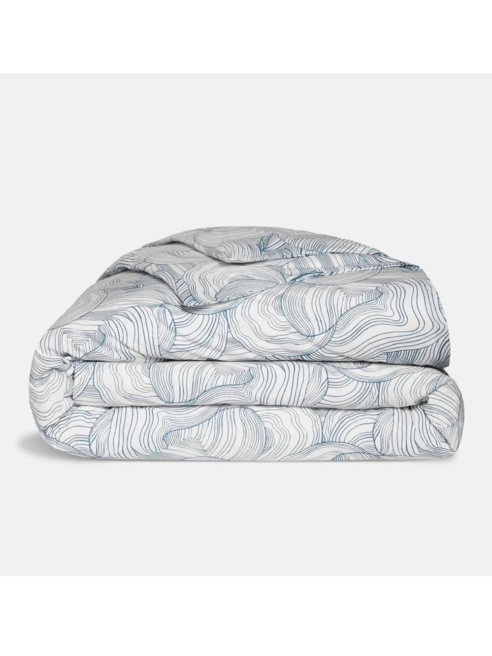Brooklinen Soft Cotton Sateen Duvet Cover, Oyster in Blue Pattern Full/Queen